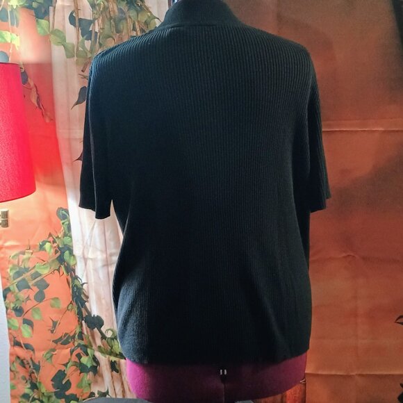 VGUC: Croft & Barrow Size XL Black Crew Neck Short Sleeve Sweater - Picture 2 of 3